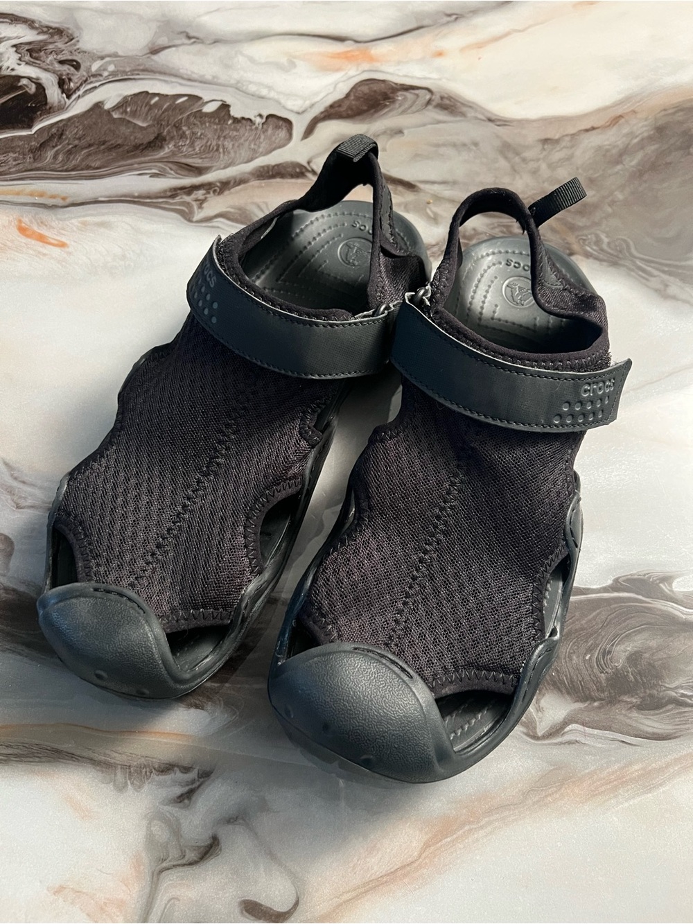 Crocs Swiftwater Mesh Deck Sport Beach Fishing Sandals Mens 11 Black
